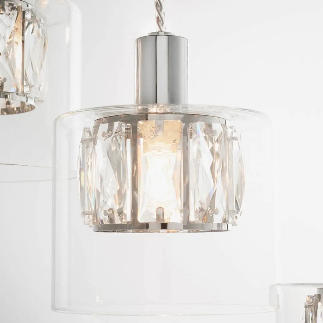 Verina 12-Light Chrome and Crystal Cluster Pendant Ceiling Light