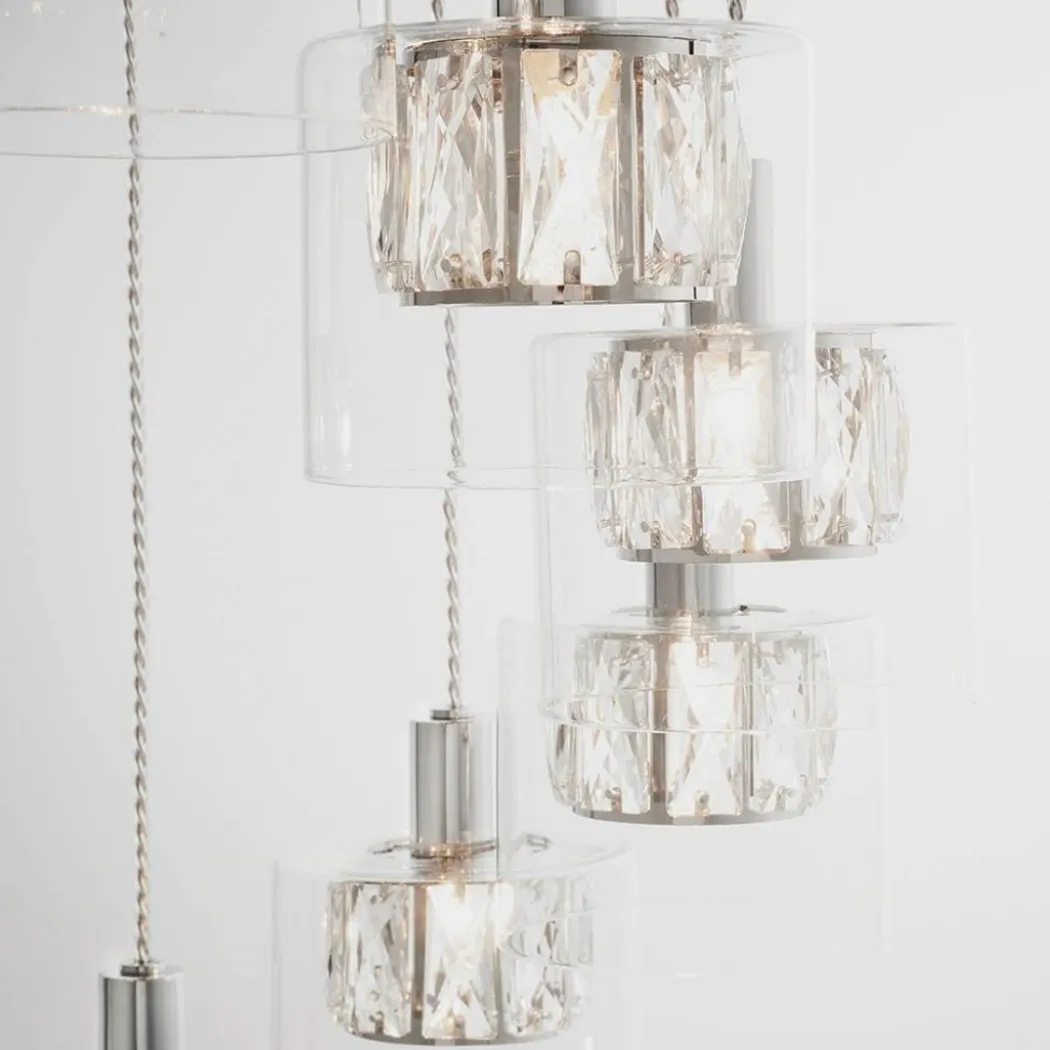 Verina 12-Light Chrome and Crystal Cluster Pendant Ceiling Light