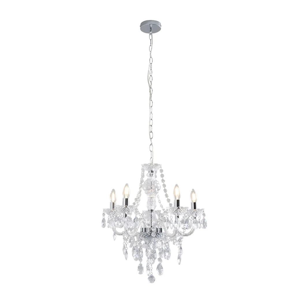 Vivienne 5 Light Chrome & Clear Chandelier Ceiling Pendant