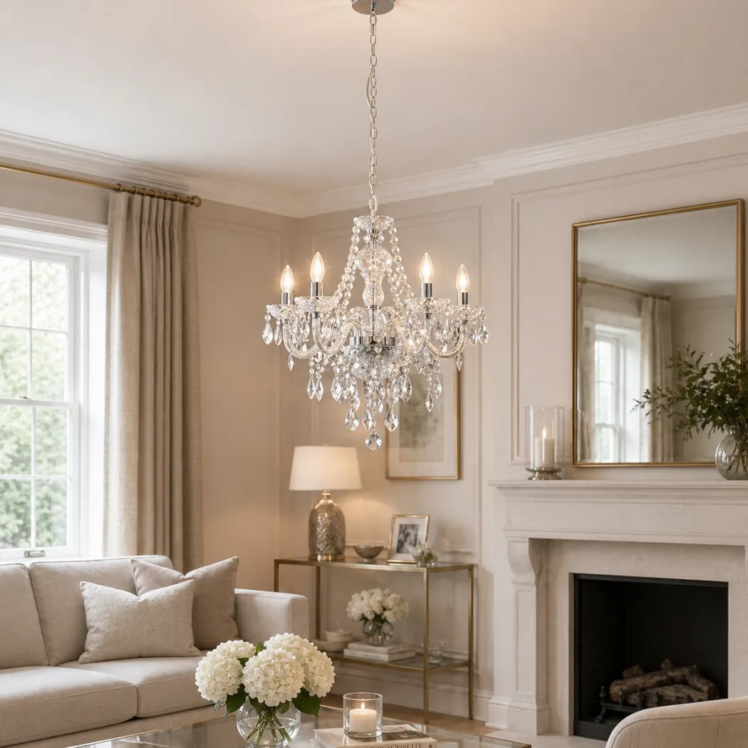 Vivienne 5 Light Chrome & Clear Chandelier Ceiling Pendant