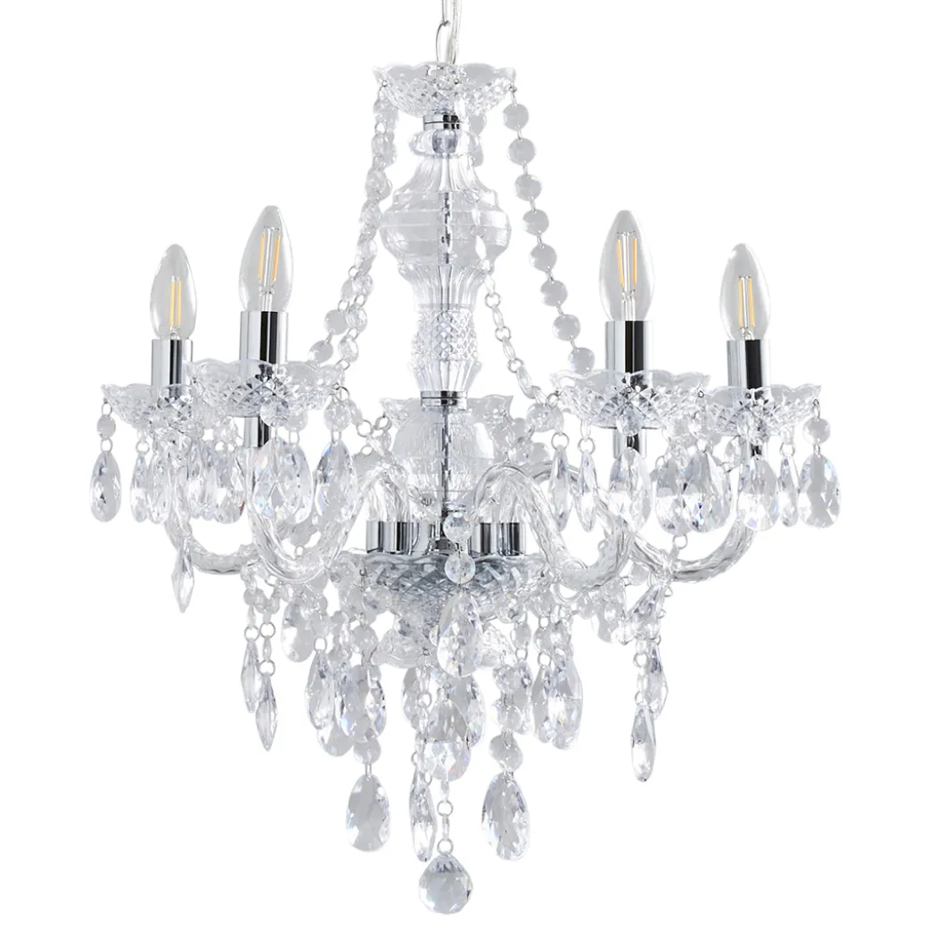 Vivienne 5 Light Chrome & Clear Chandelier Ceiling Pendant