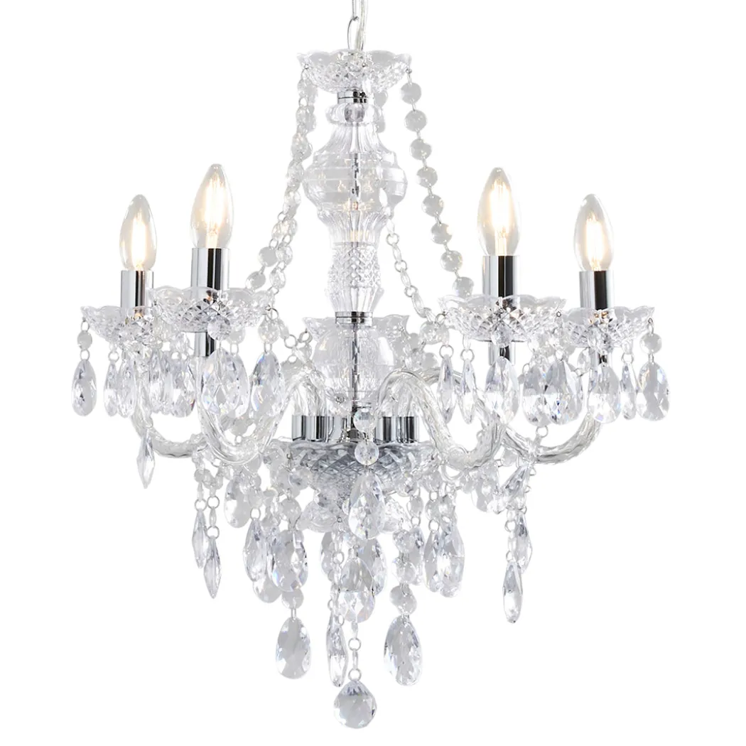 Vivienne 5 Light Chrome & Clear Chandelier Ceiling Pendant