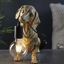 Wally Dog Gold Table Lamp