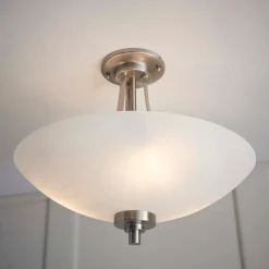 Welles Satin Chrome and Glass Semi-Flush Ceiling Light