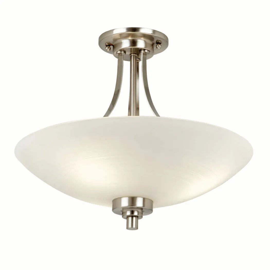 Welles Satin Chrome and Glass Semi-Flush Ceiling Light