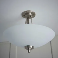 Welles Satin Chrome and Glass Semi-Flush Ceiling Light