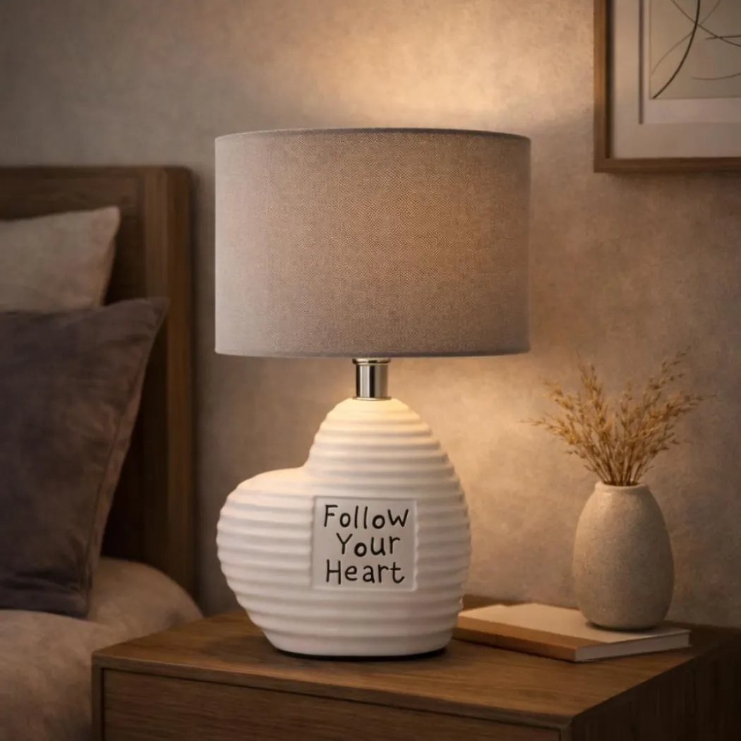 Willow Ceramic Table Lamp with Grey Shade