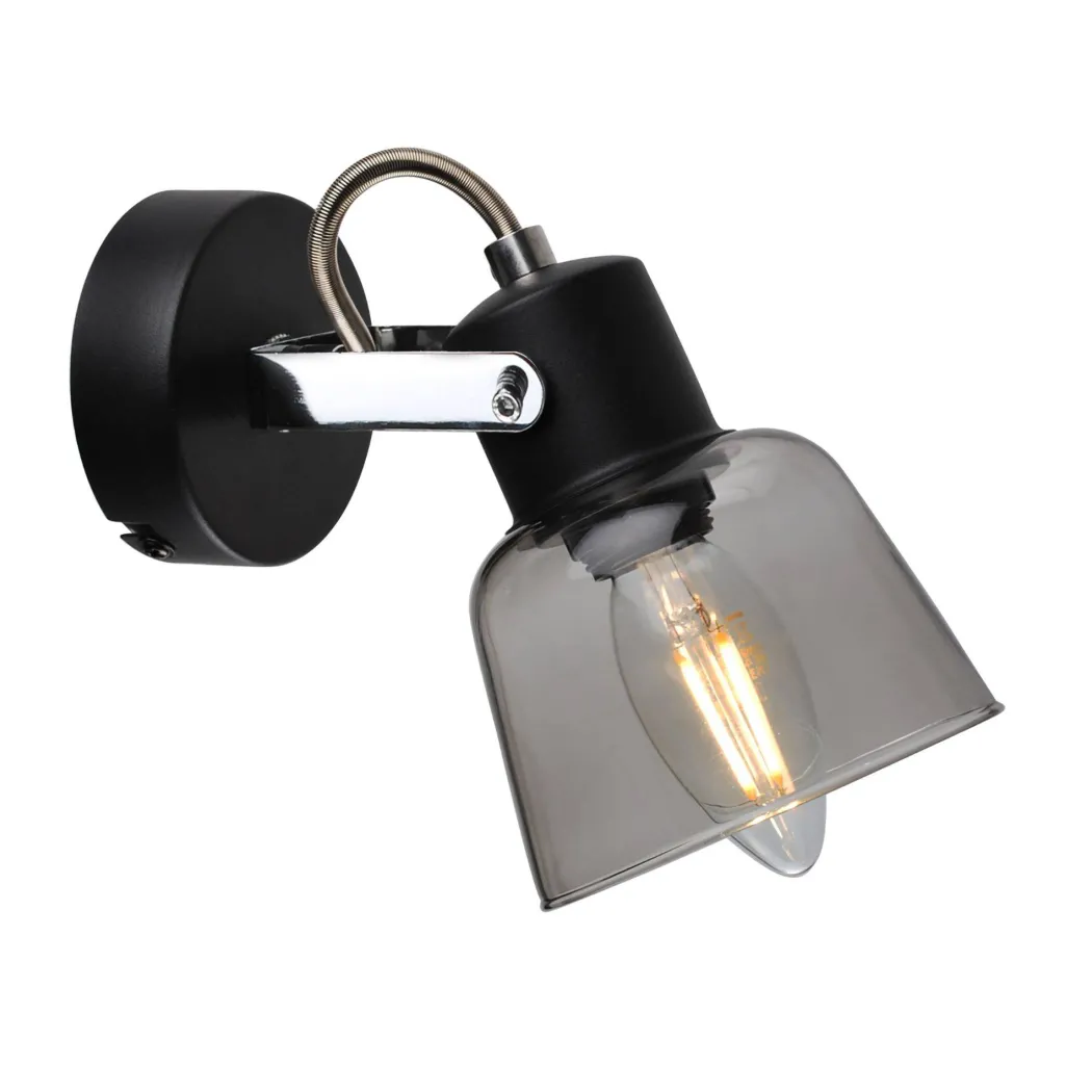 Zach Black Spotlight with Glass Shade